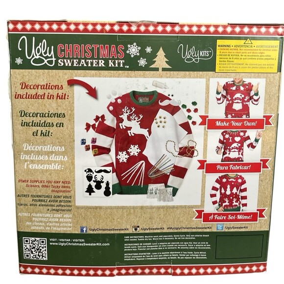 Ugly Christmas Sweater Kit DIY Red Adult Unisex Sealed Size M - Picture 2 of 2
